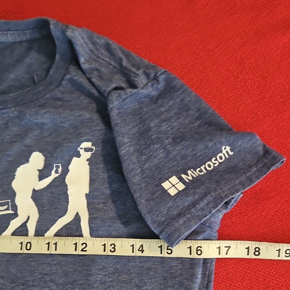 Microsoft Heather Blue Tee Shirt Austin 'Build Tour' Small Commemorative - Picture 3 of 7